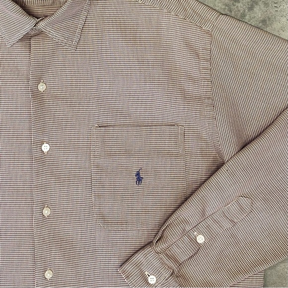 Vintage Polo Golf Ralph Lauren Herringbone Button Down Embroidered Shirt - Picture 1 of 8